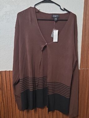 Finity Brown and Black Striped Lightweight Cardigan Large Sz [1915]